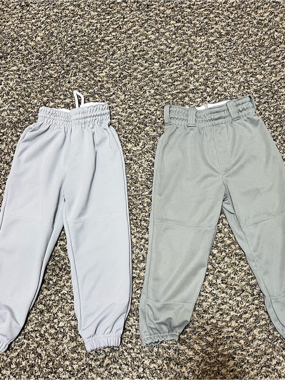 2 Pair Youth XS Baseball Pants - Gray; one pair are Rawlings brand.